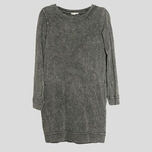 🌺 Jane & Delancey Gray Vintage Wash Long Sleeve Sweatshirt Dress Size XS